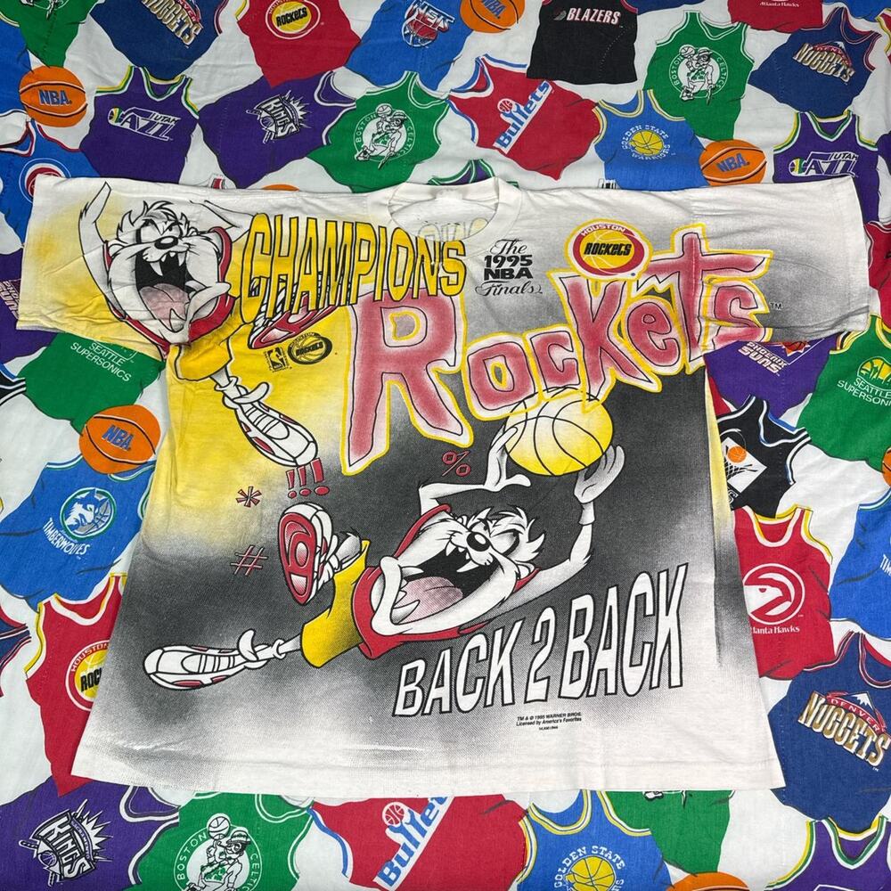 Vintage 1992 NBA Houston Rockets Taz Looney Tunes Mens Sz XL T-Shirt Basketball